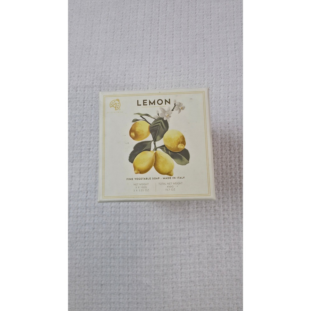 Alchimia Lemon All Natural Vegetable Soap 3 Pack for Body & Hands, 5.25 oz Each